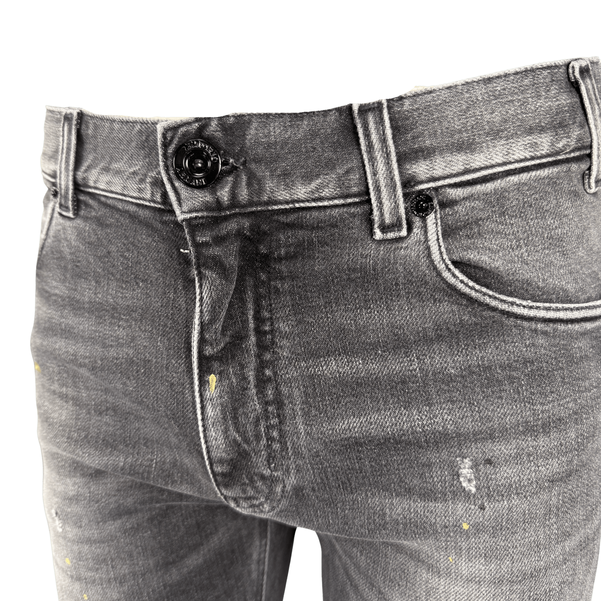 Emporio Armani J16 Slim-Cut Stonewashed Jeans in Black Grey