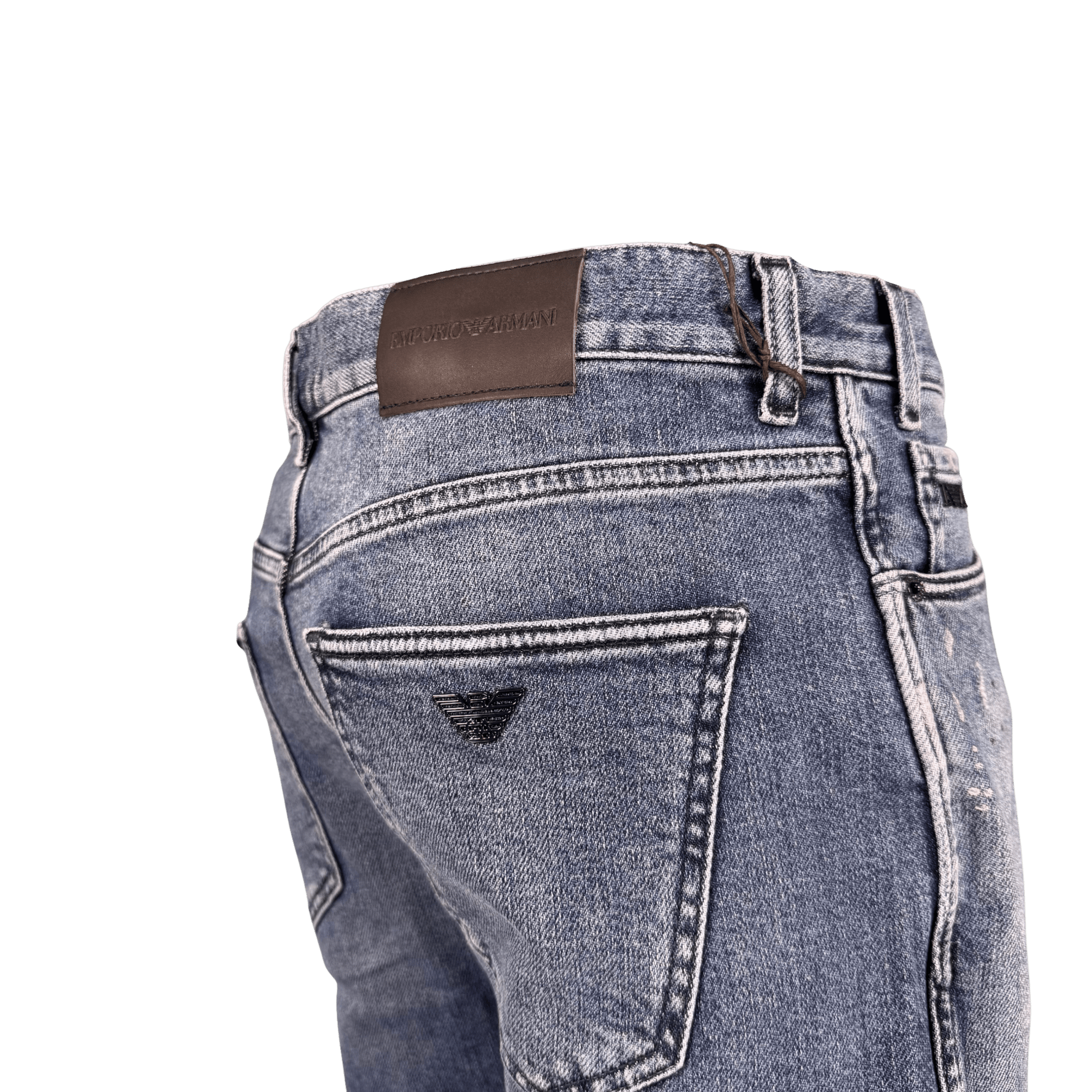 Emporio Armani J16 Slim-Cut Stonewashed Jeans in Blue