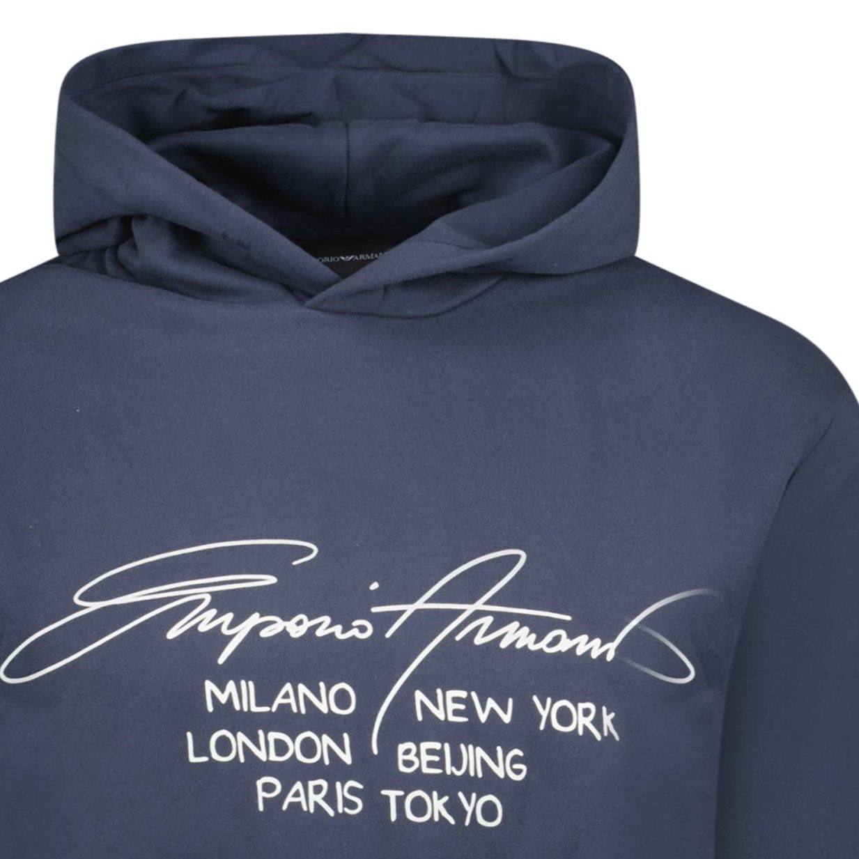 Emporio Armani Front Print Hooded Sweatshirt Navy