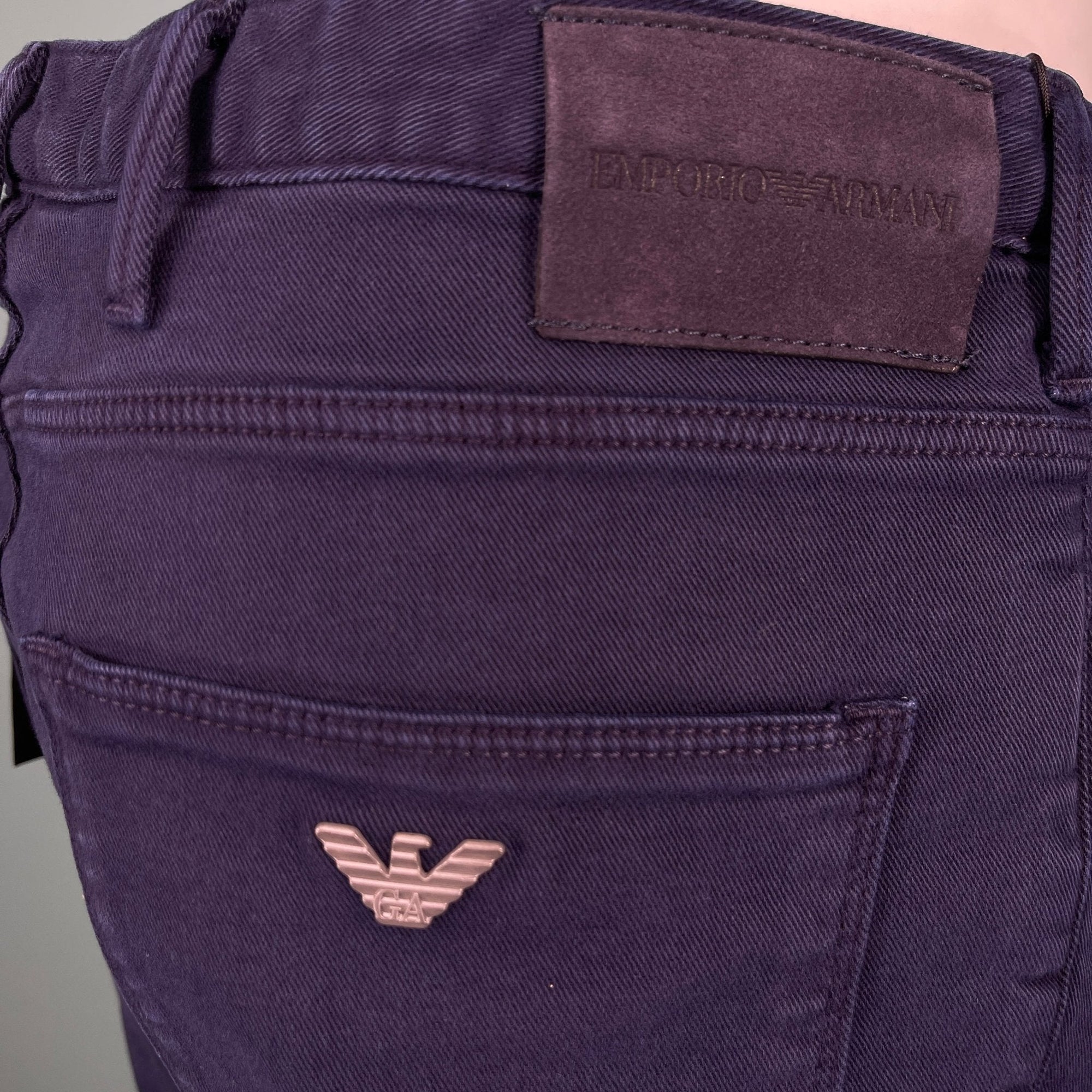 Emporio Armani J06 Slim Fit 5 Pocket Silver Eagle Belt Patch Jeans Navy