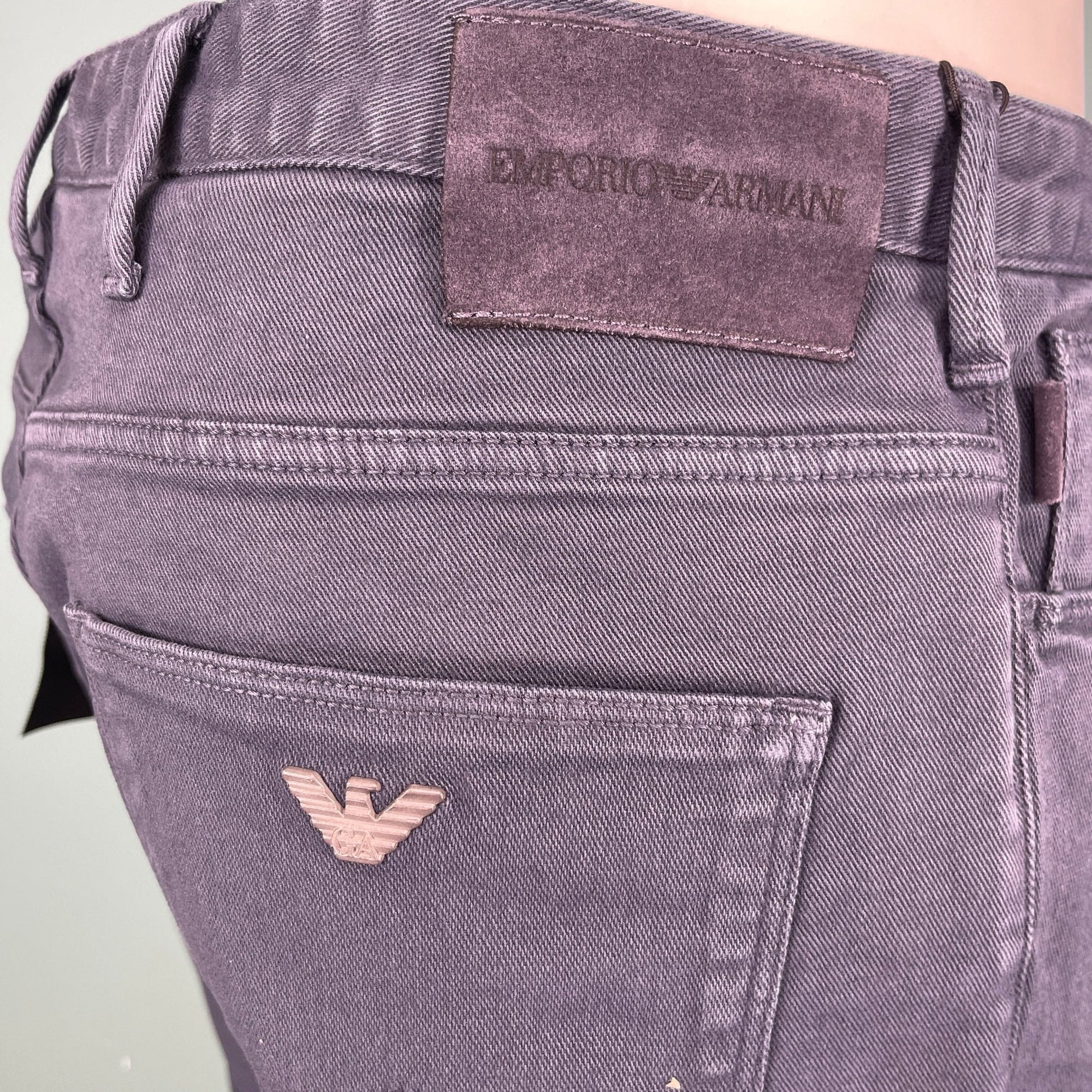 Emporio Armani J06 Slim Fit 5 Pocket Silver Eagle Blue Belt Patch Jeans Blue