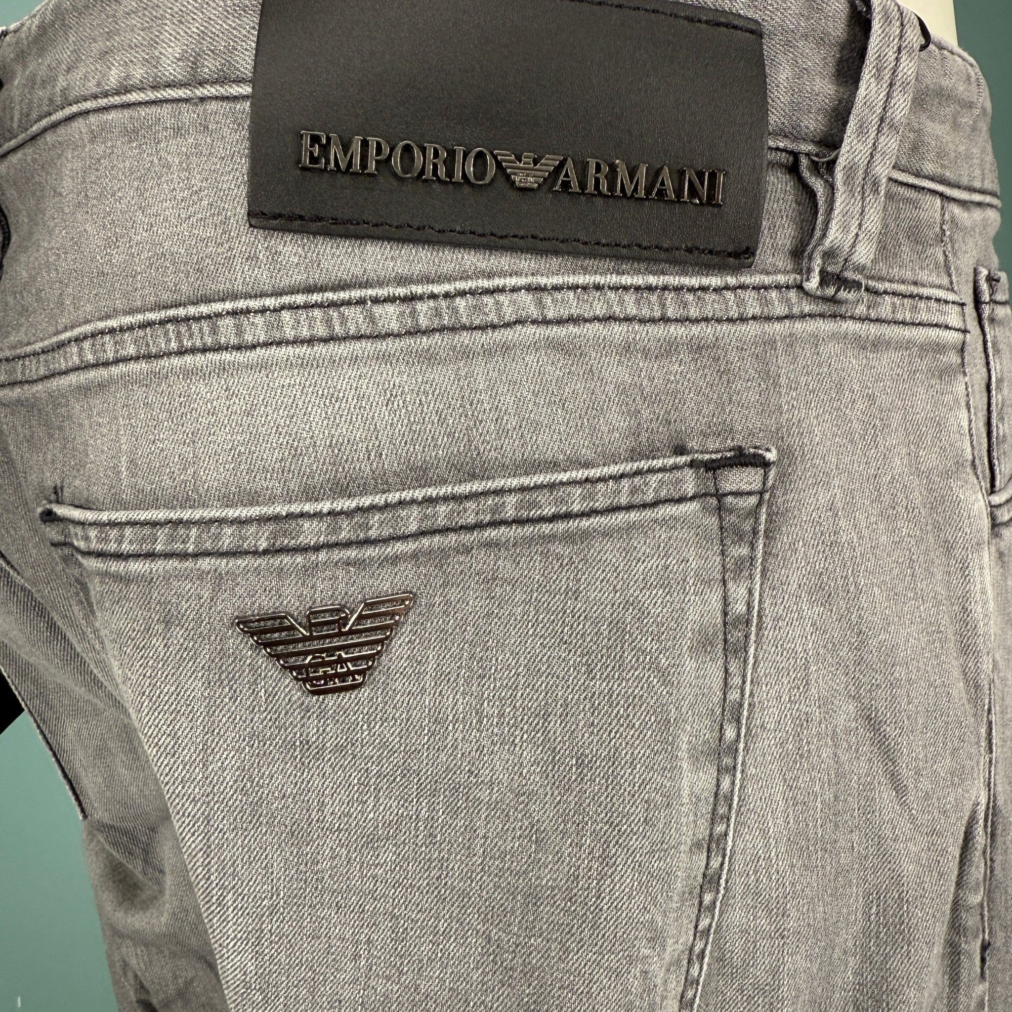 Emporio Armani J75 Slim Fit 5 Pocket Jeans Light Grey