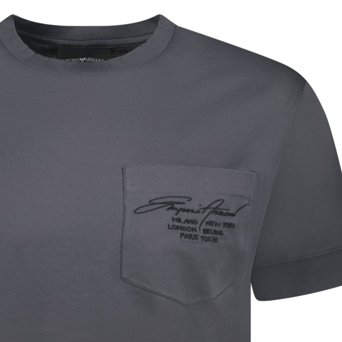 Emporio Armani Signature Pocket Mercerised T-Shirt Grey