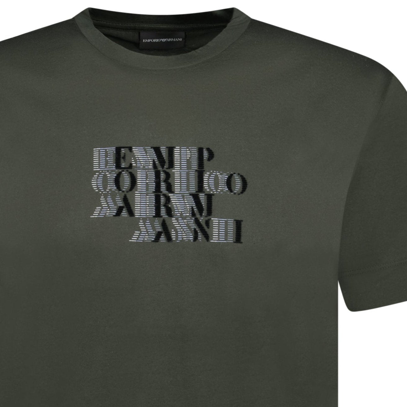 Emporio Armani Velvet Writing Logo Mercerised T-Shirt Khaki Green