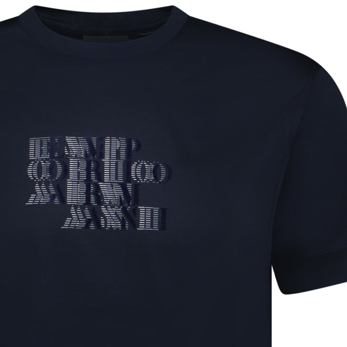 Emporio Armani Velvet Writing Logo Mercerised T-Shirt Navy