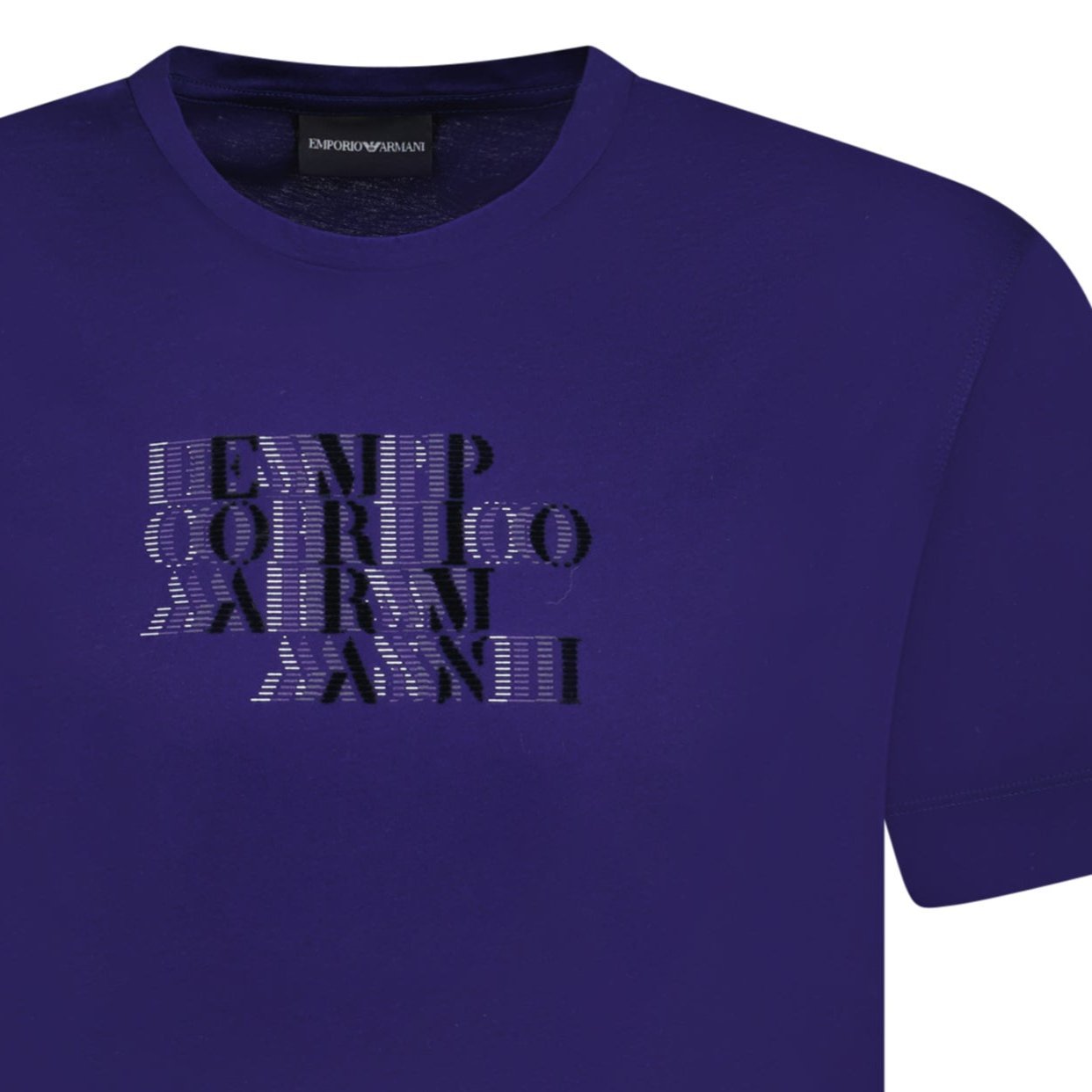 Emporio Armani Velvet Writing Logo Mercerised T-Shirt Purple