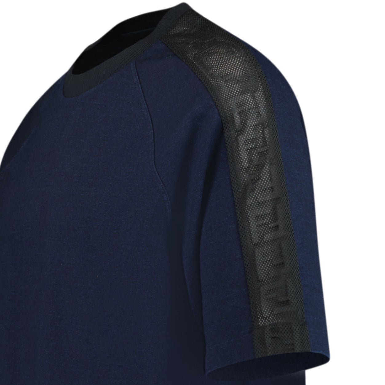 Fendi Mesh Sleeve Crew Neck T Shirt Navy
