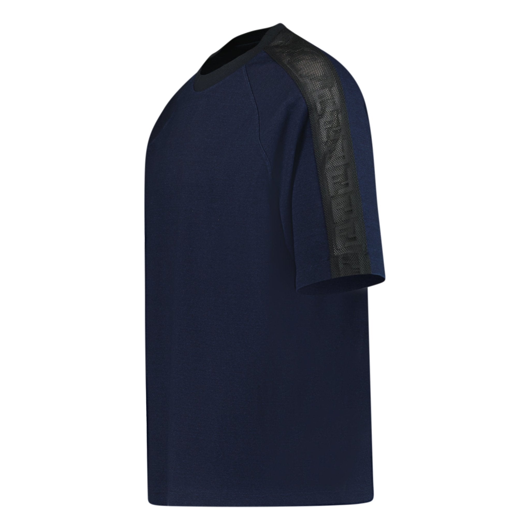 Fendi Mesh Sleeve Crew Neck T Shirt Navy