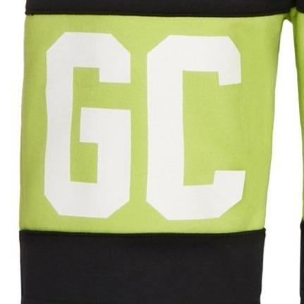 GCDS Logo Cotton Shorts Black & Lime Green