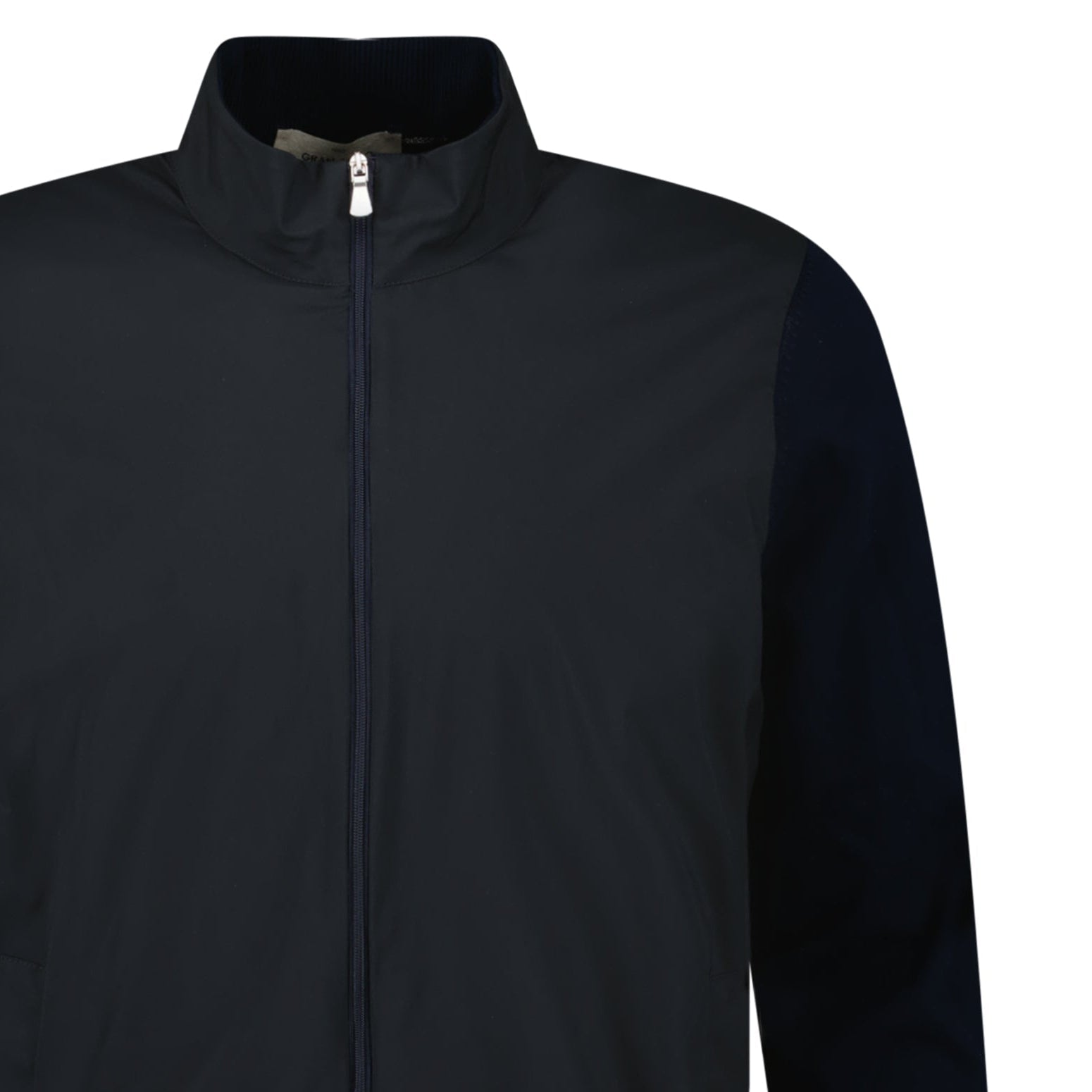 Gran Sasso Full Zip Cotton & Nylon Jacket in Black/Navy