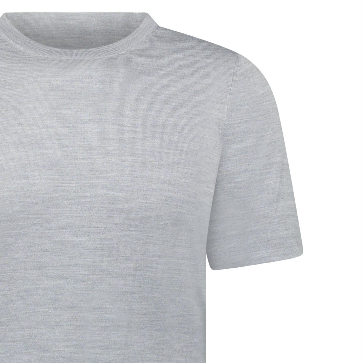 Gran Sasso Short Sleeve Wool/Silk/Cashmere Crewneck in Light Grey