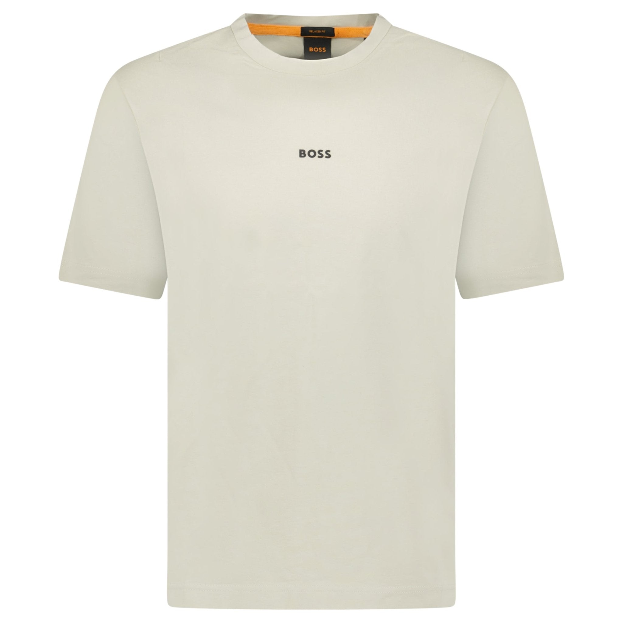Hugo Boss Relaxed-Fit T-Shirt in Stretch Cotton with Logo Print Beige