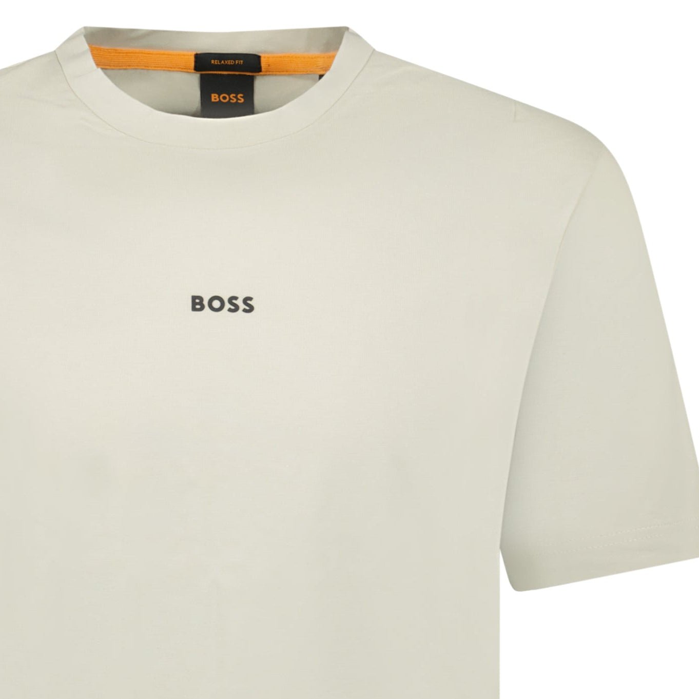 Hugo Boss Relaxed-Fit T-Shirt in Stretch Cotton with Logo Print Beige