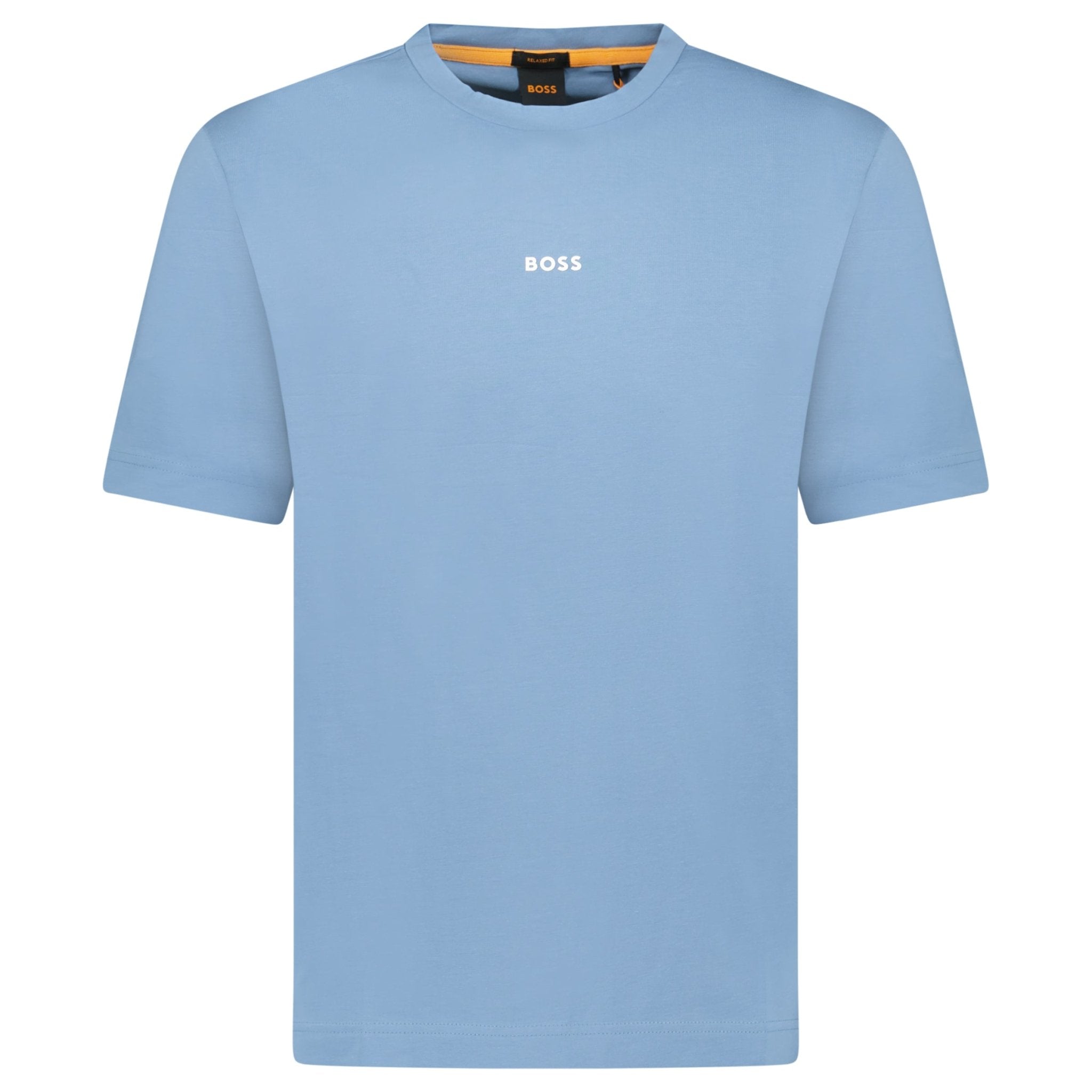 Hugo Boss Relaxed-Fit T-Shirt in Stretch Cotton with Logo Print Blue