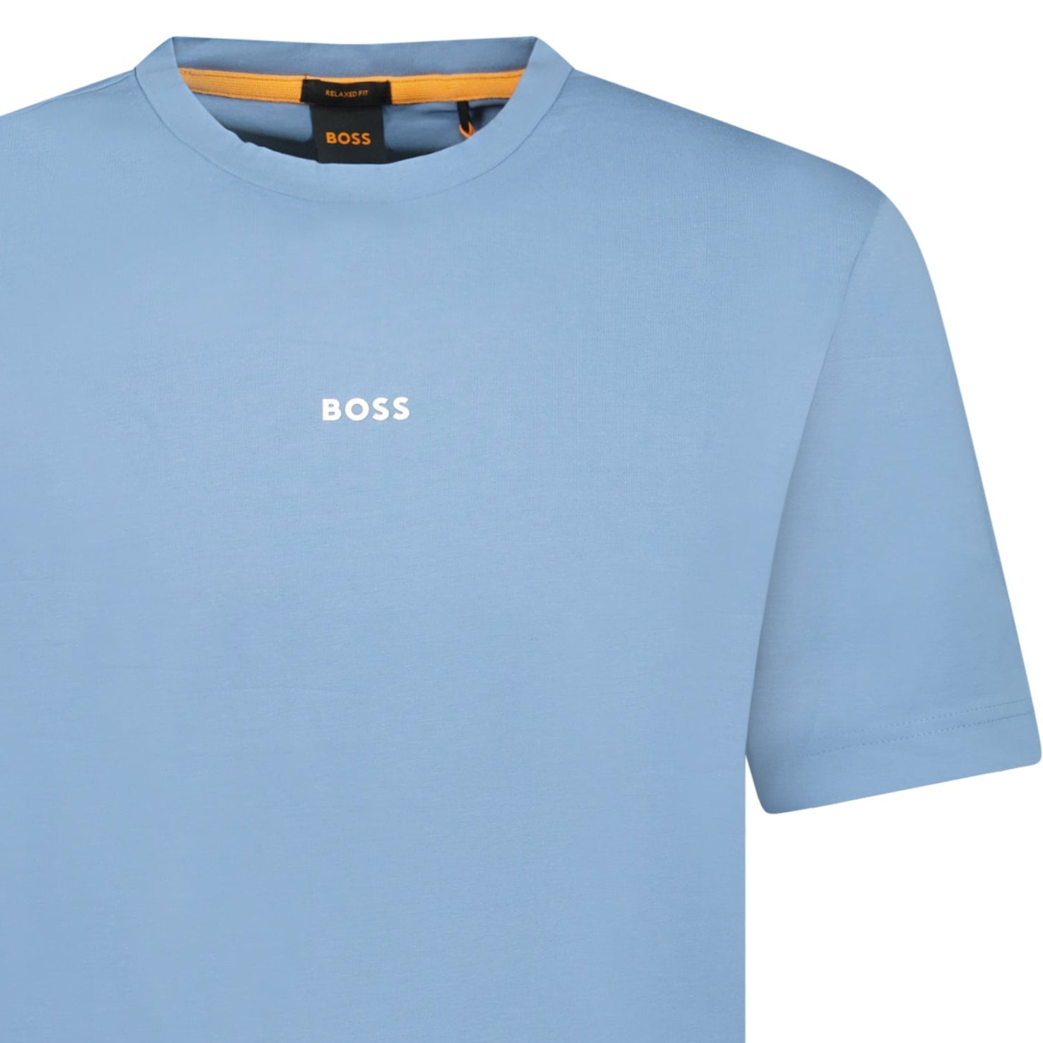 Hugo Boss Relaxed-Fit T-Shirt in Stretch Cotton with Logo Print Blue