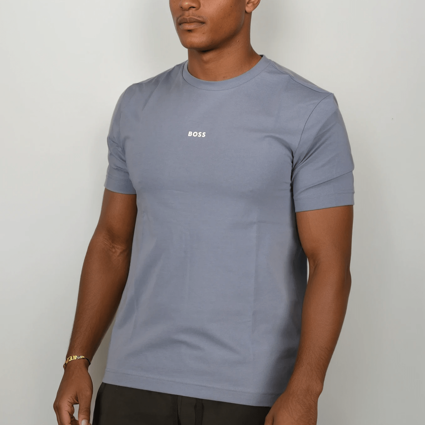 Hugo Boss Relaxed-Fit T-Shirt in Stretch Cotton with Logo Print Blue
