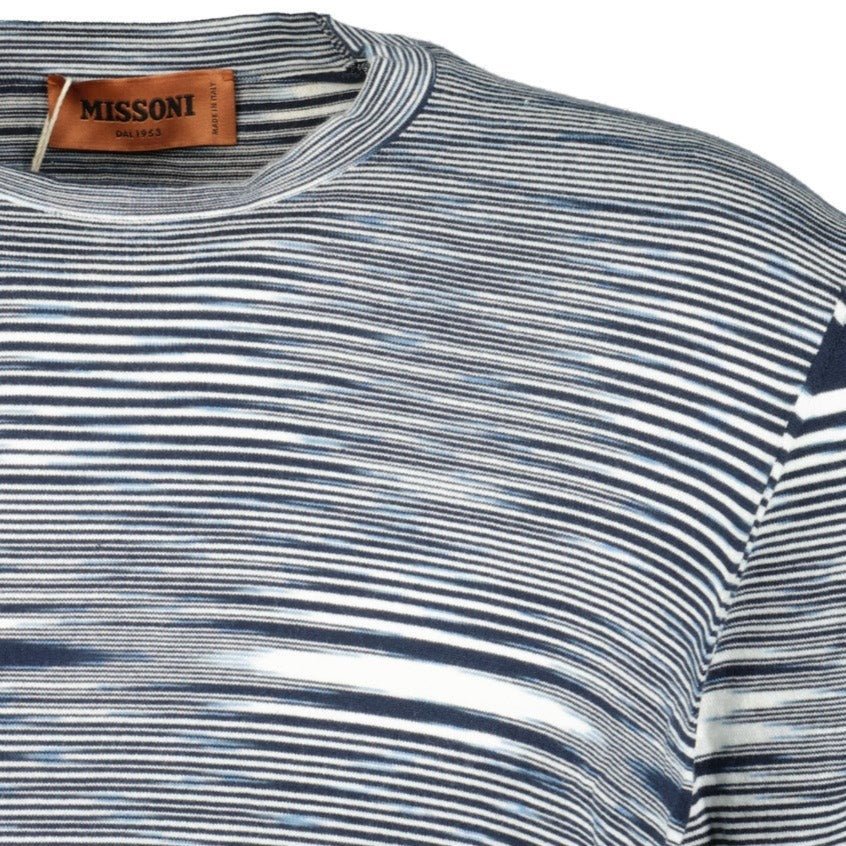 Missoni Knitted Stripe T-Shirt White & Navy