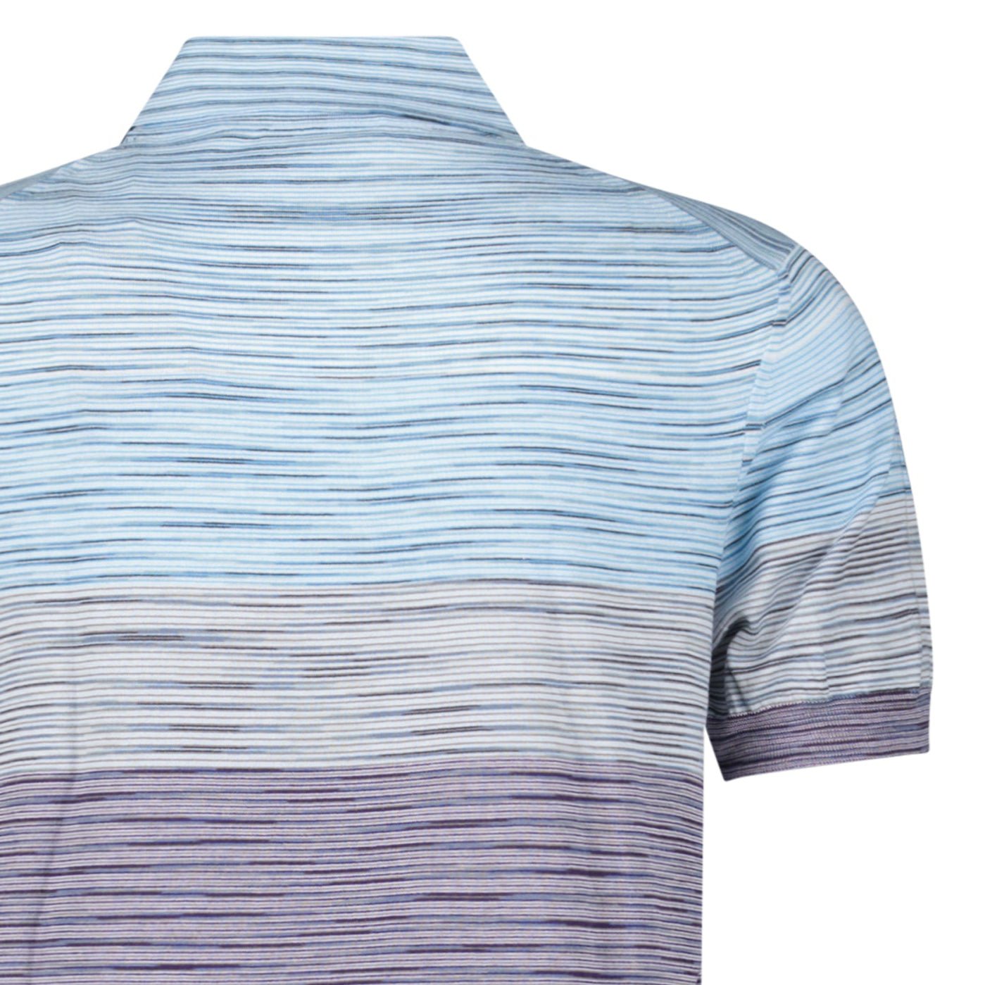 Missoni Short Sleeve Polo Knitted Light Blue And Purple Tones