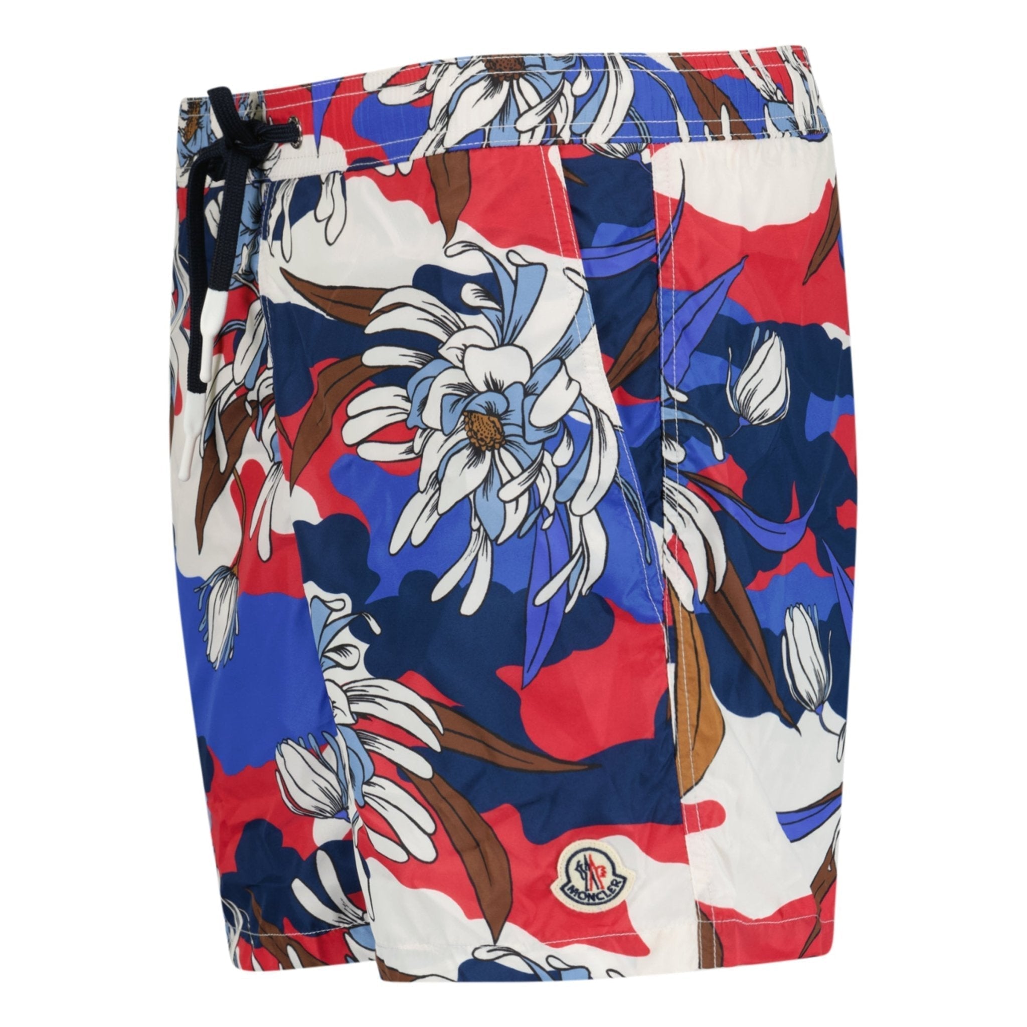 Moncler Flower Print Logo Swim Shorts Red, White & Blue
