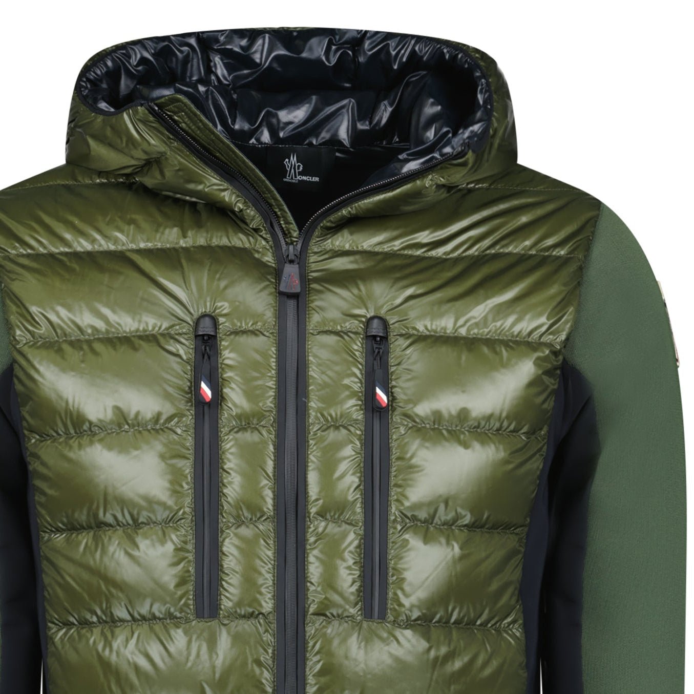 Moncler Grenoble Padded Zip Up Hooded Jacket Green