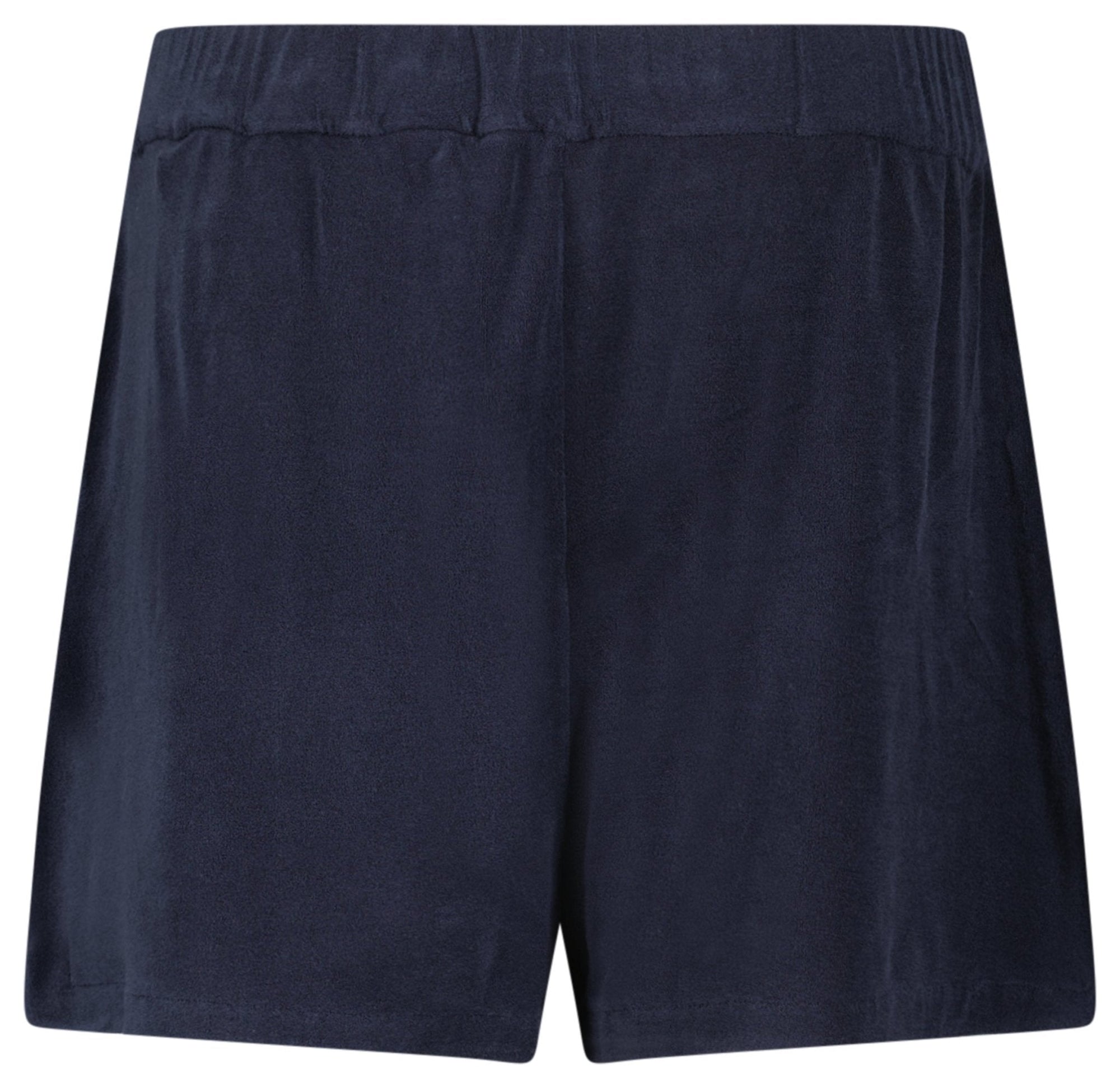 Moncler Logo-Patch Velour Shorts in Navy