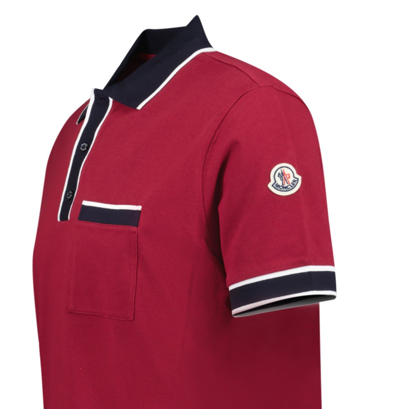 Moncler Striped Logo Polo Shirt in Red