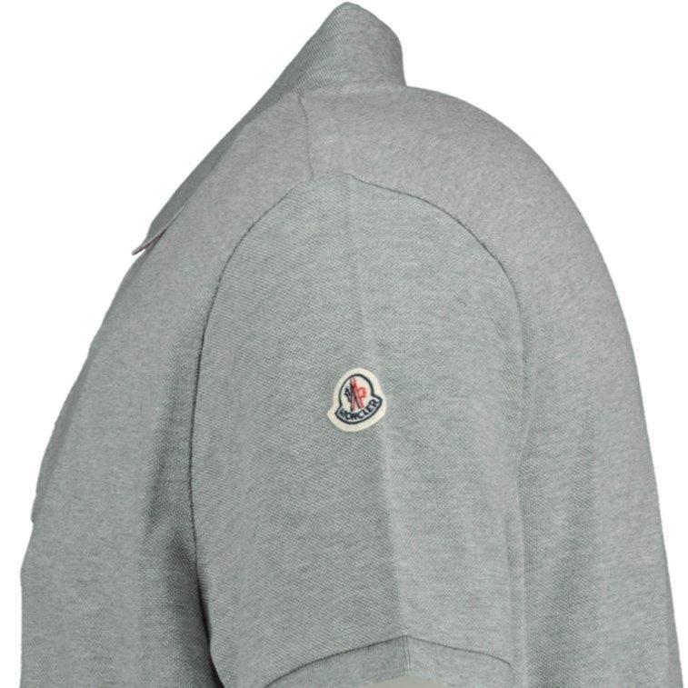 Moncler Stripe Collar Cotton Polo T-Shirt Grey