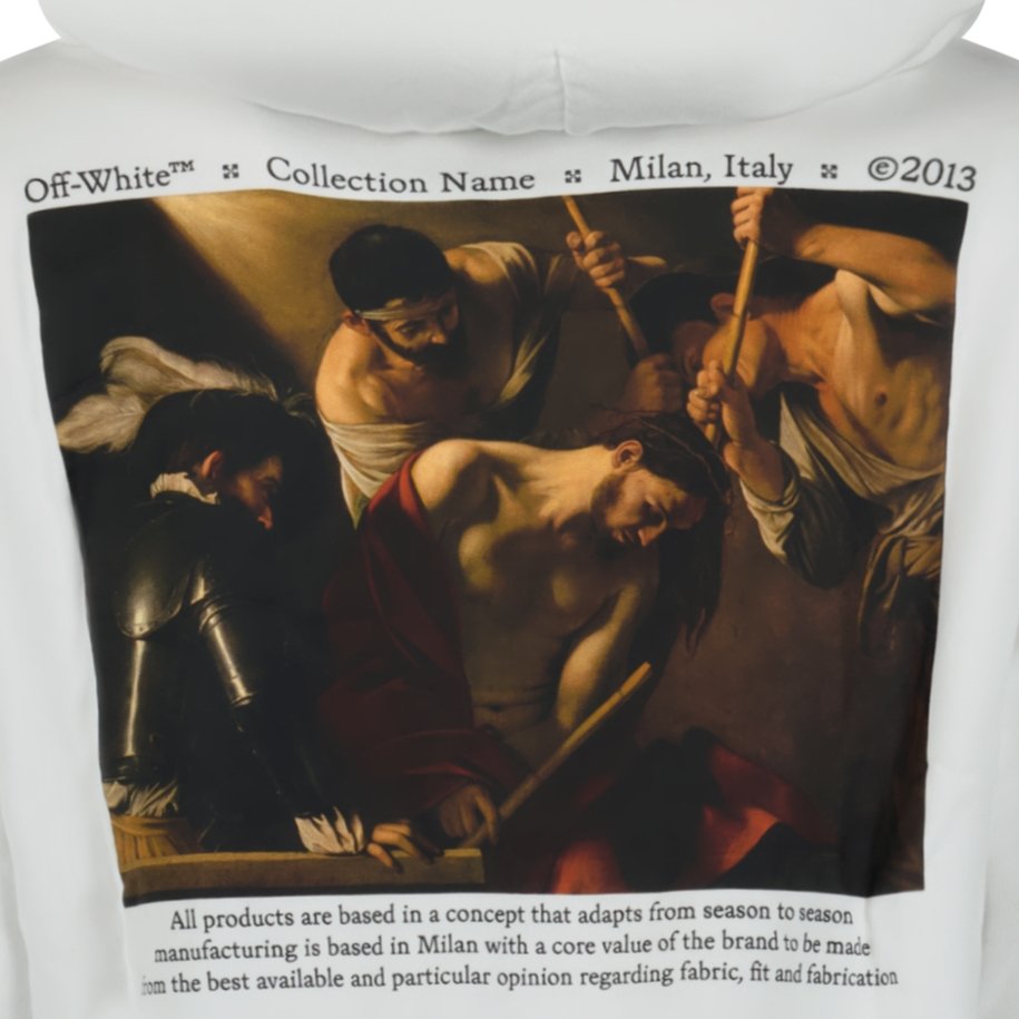 Off-White Caravaggio Logo Hooded Sweatshirt White