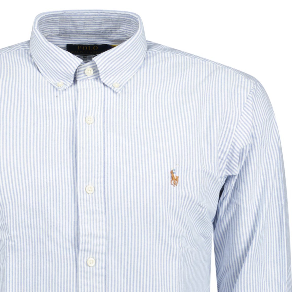 Polo Ralph Lauren Custom Fit Striped Stretch Oxford Shirt Blue & White