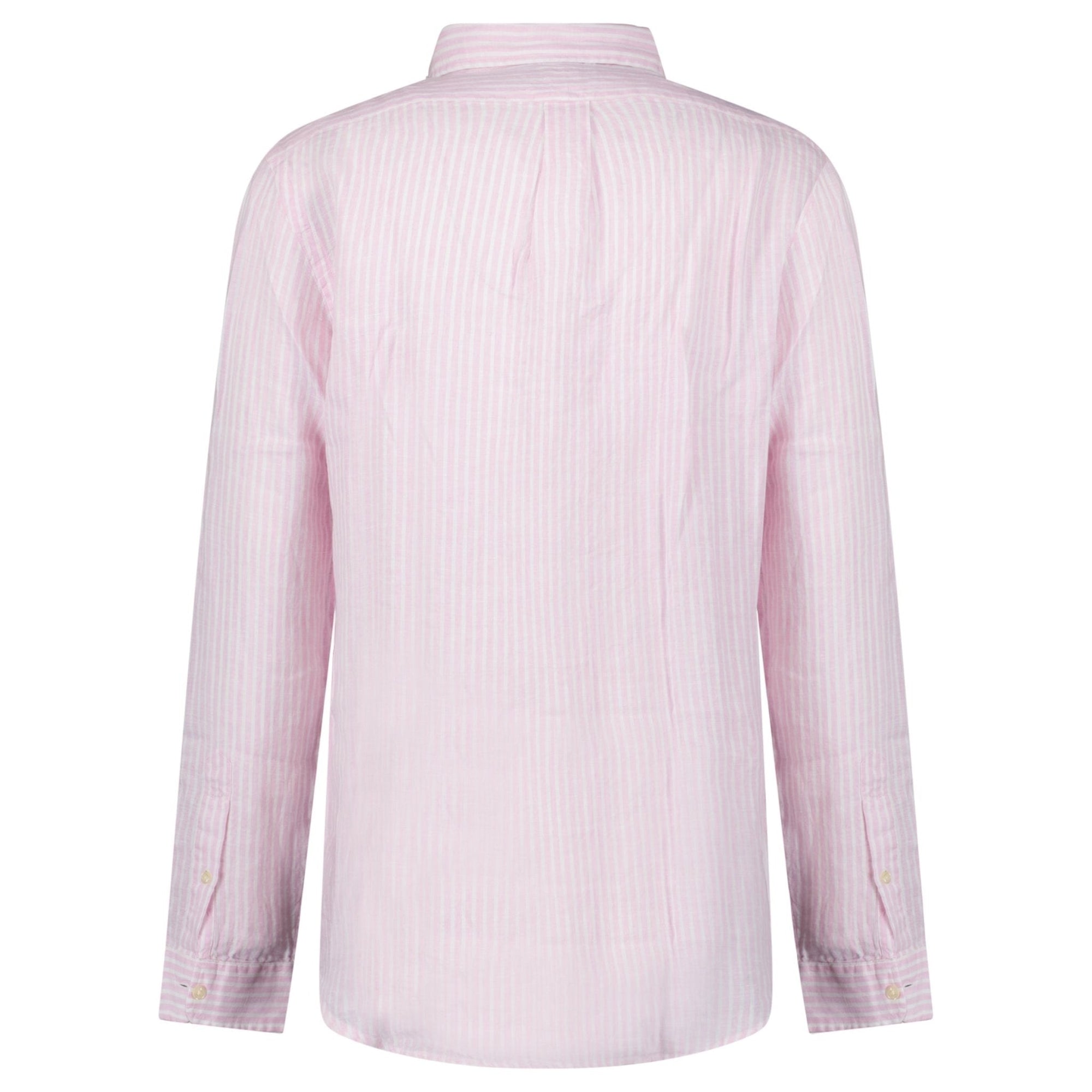Polo Ralph Lauren Custom Fit Stripe Linen Shirt in Pink/White