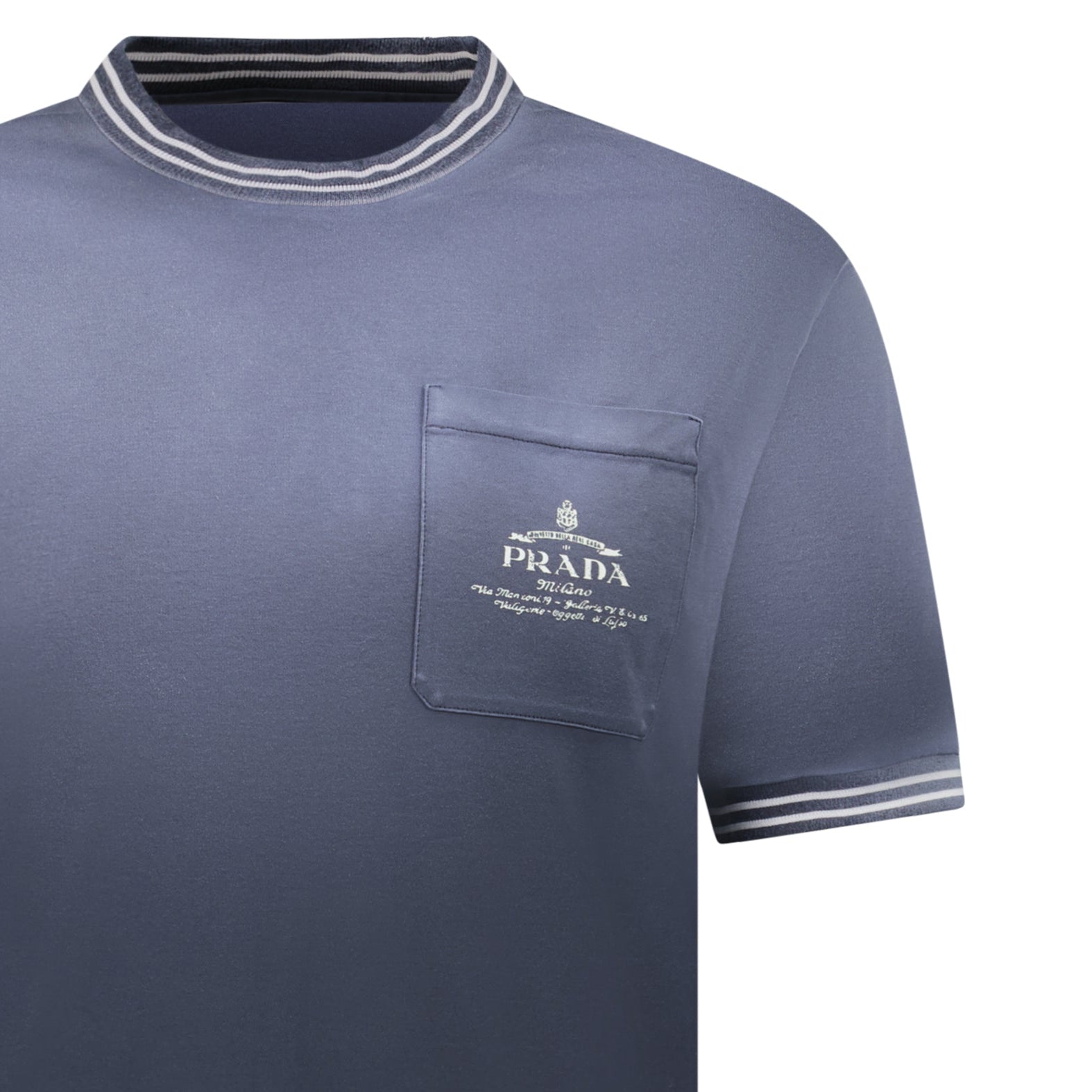Prada Logo Old Effect T-Shirt in Blue
