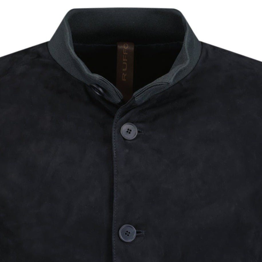 Ruffo Button-Up Suede Jacket Black