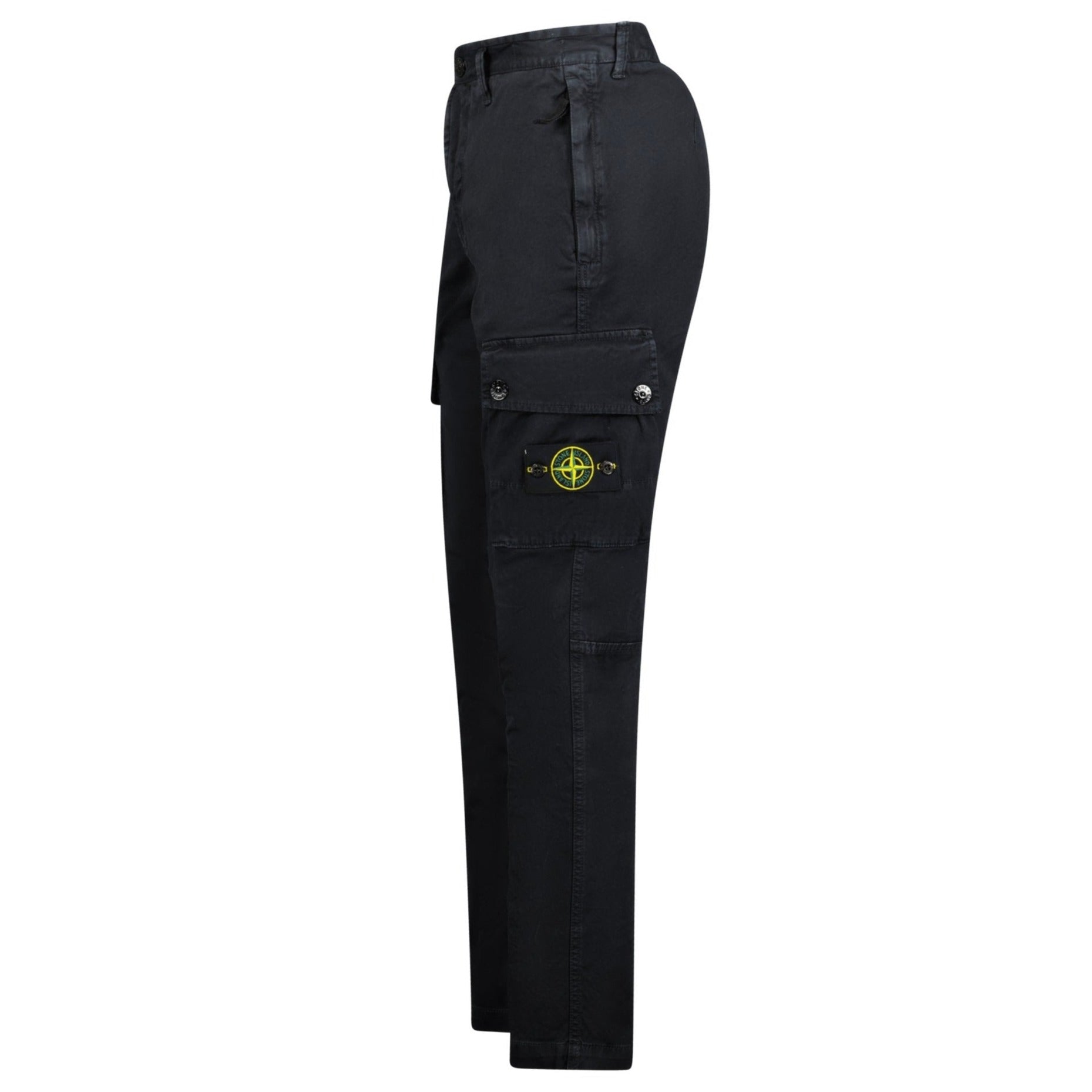Stone Island Badge Cotton Cargo Trousers Black