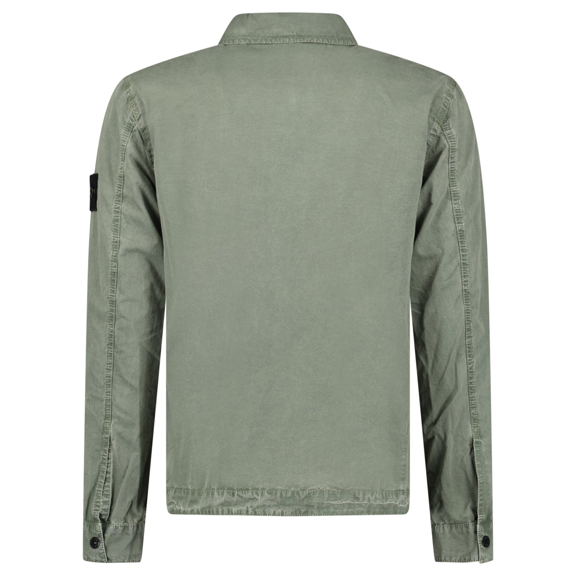 Stone Island Brushed 'Old Effect' Cotton Overshirt Musk Green