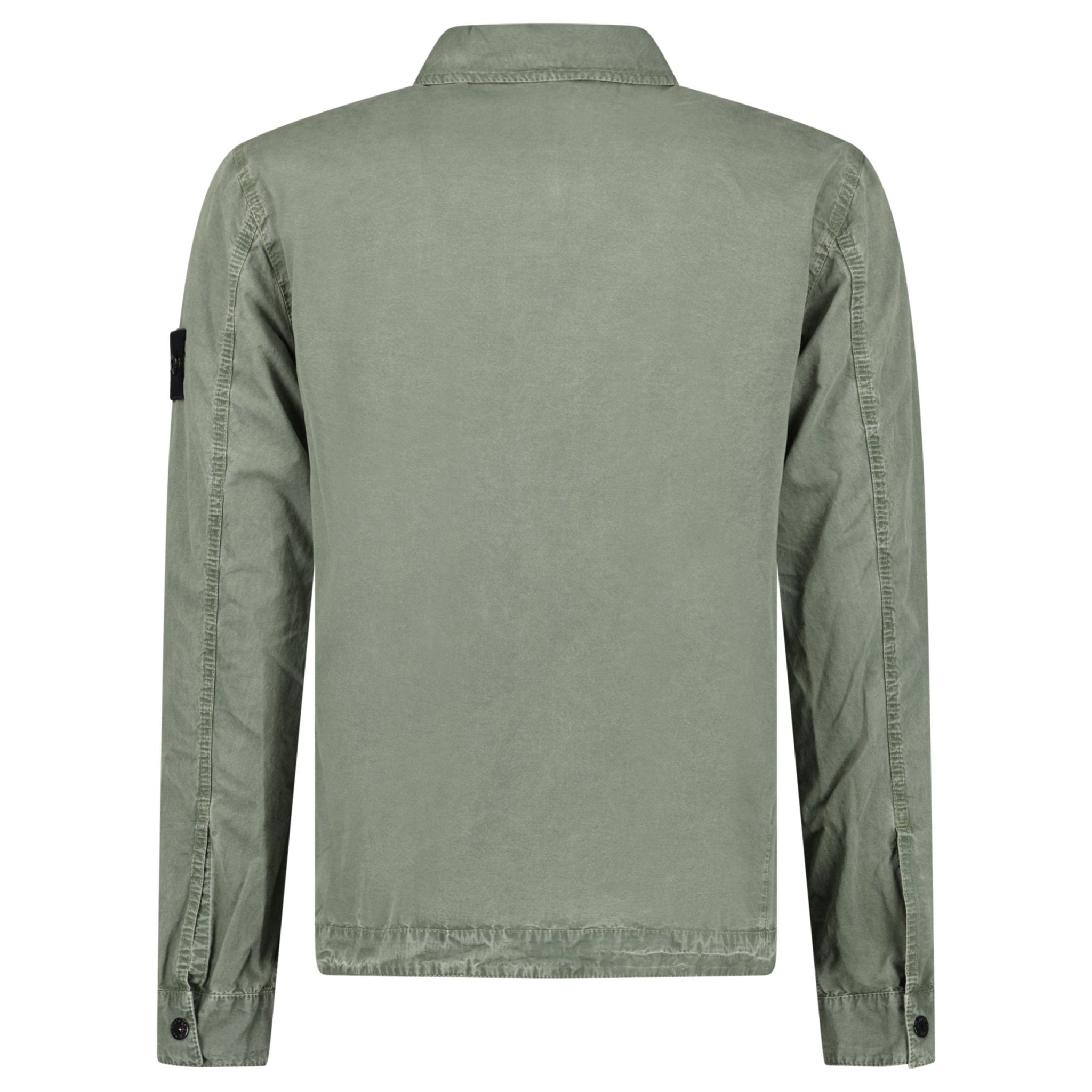 Stone Island Brushed 'Old Effect' Cotton Overshirt Musk Green