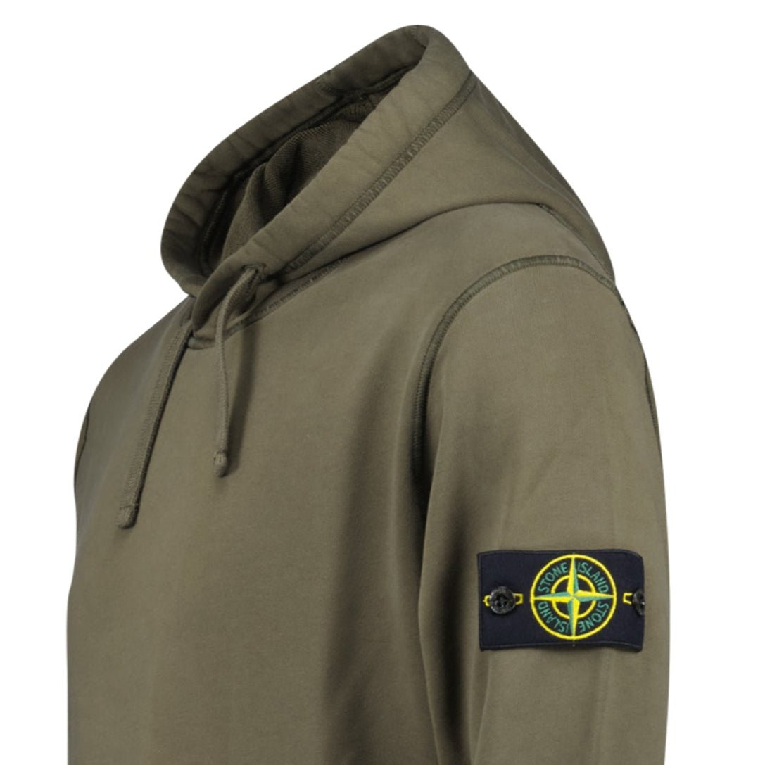 Stone Island Brushed Organic Cotton Hoodie Military Green