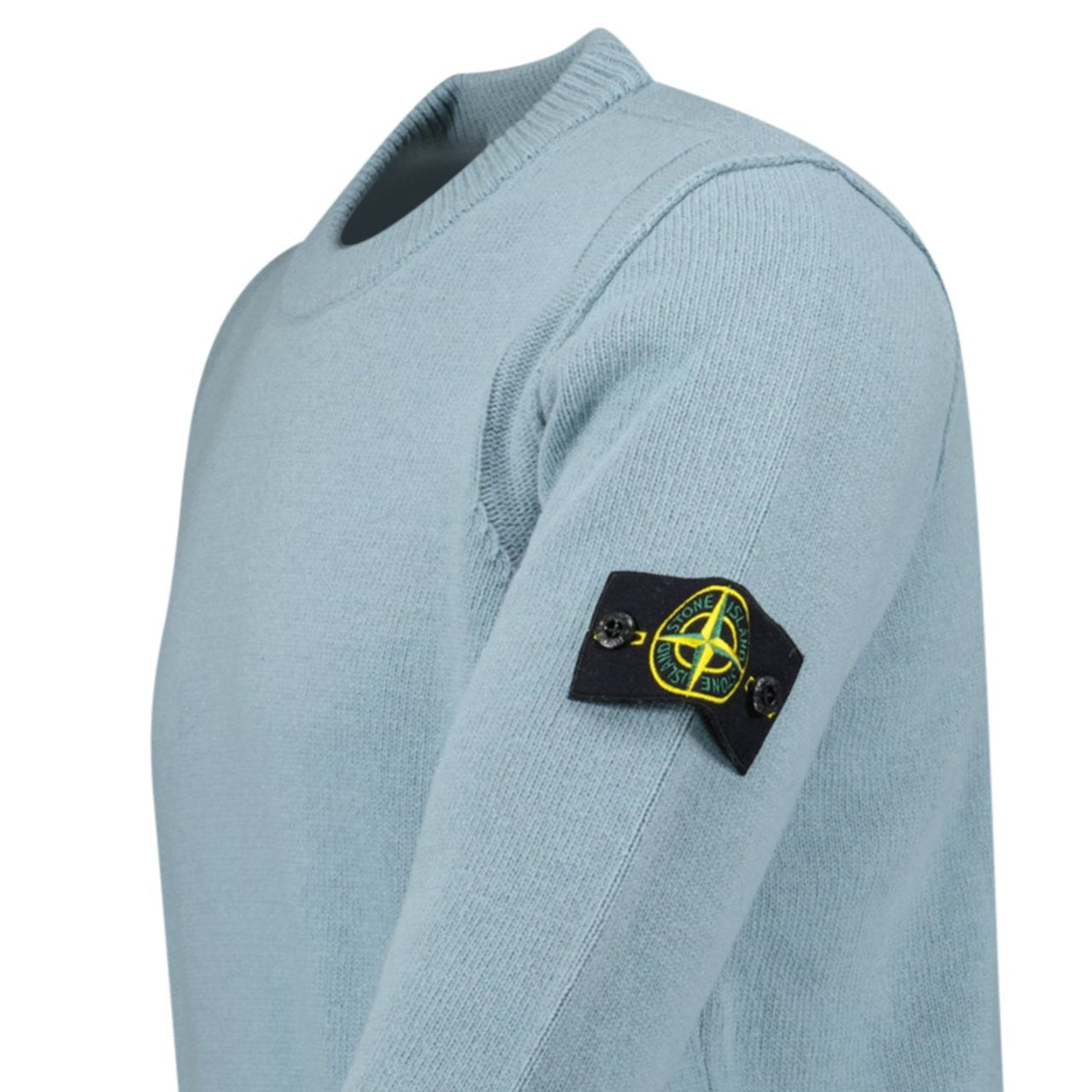 Stone Island Compass-Badge Knit Wool Jumper Green Grey