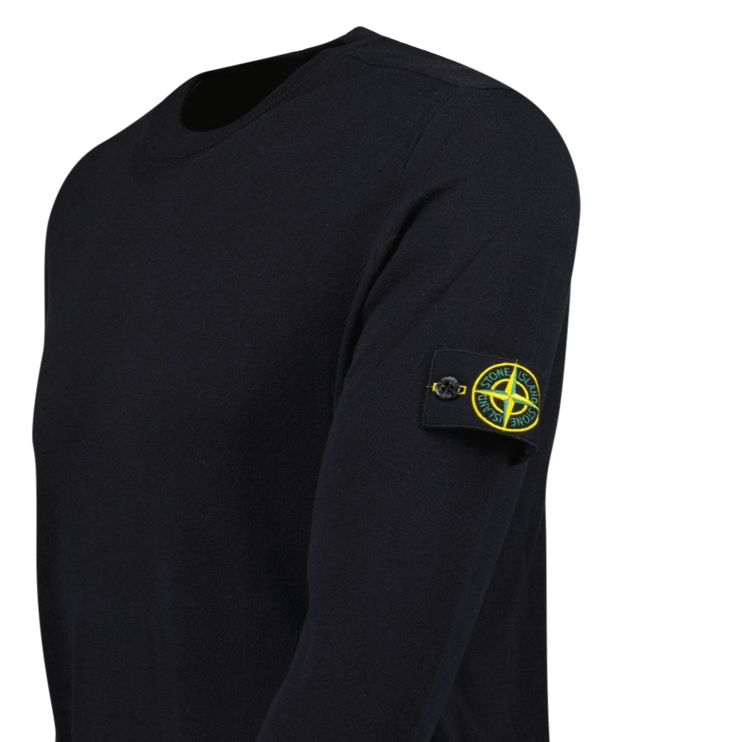 Stone Island Compass Badge Light Raw Hand Organic Cotton Jumper in Navy