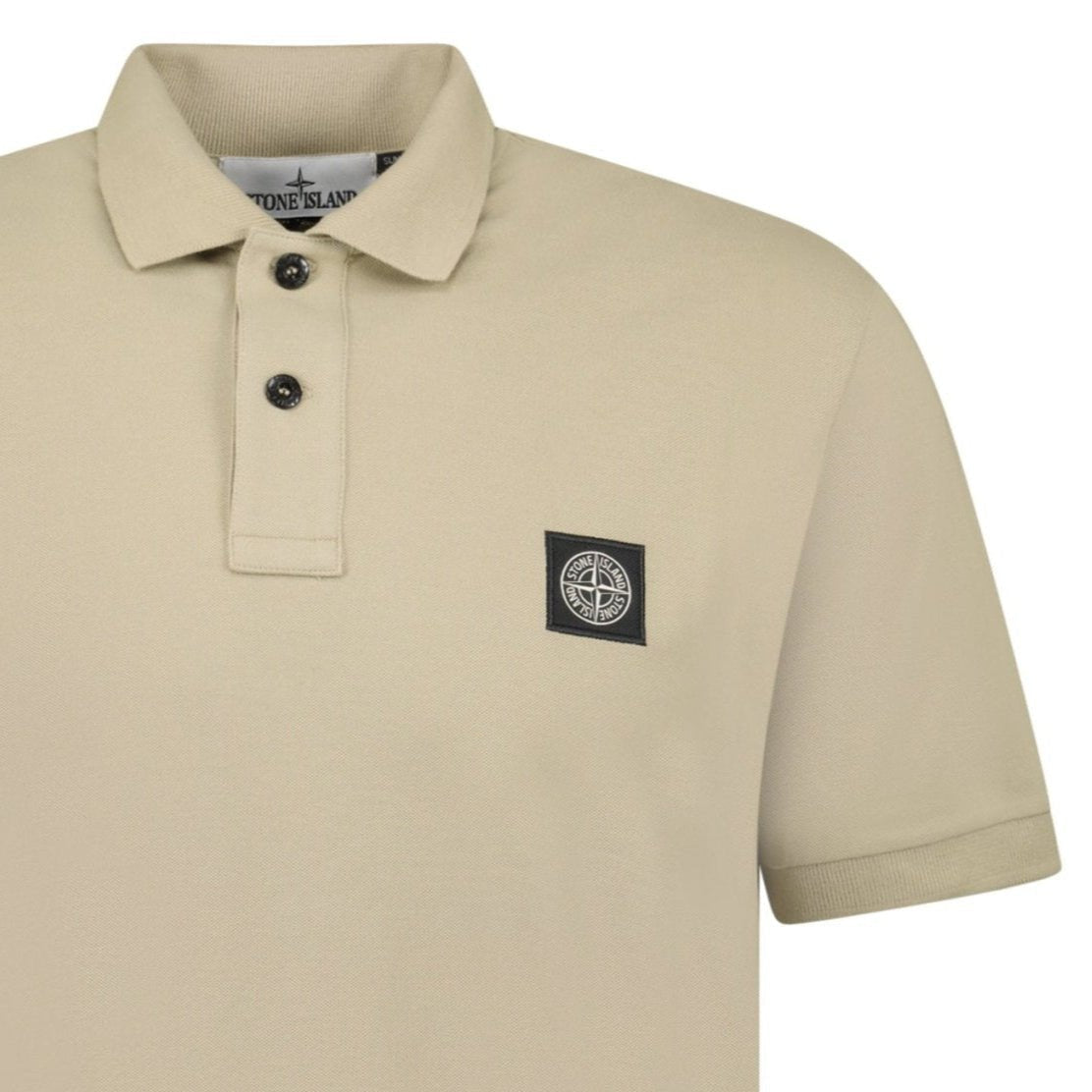Stone Island Compass Badge Polo T-Shirt Slim Fit Desert