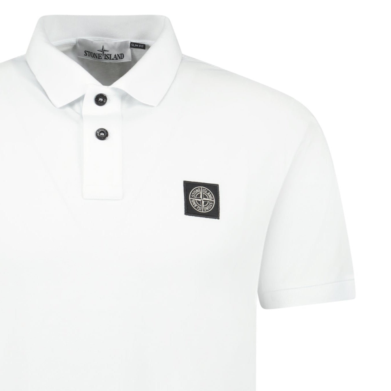 Stone Island Compass Badge Polo T-Shirt Slim Fit White