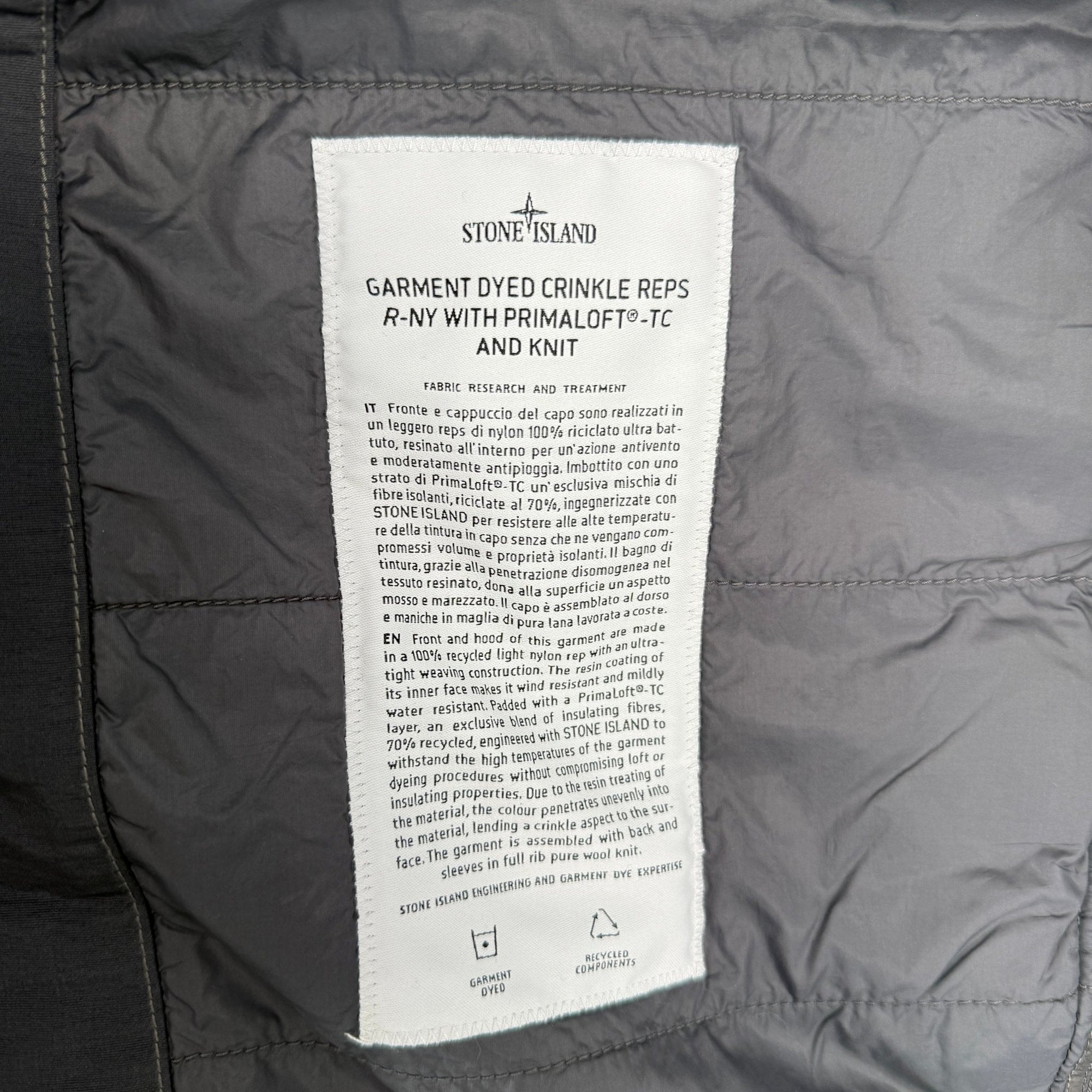 Stone Island Crinkle Reps R-NY Wind Resistant Jacket in Lead Grey