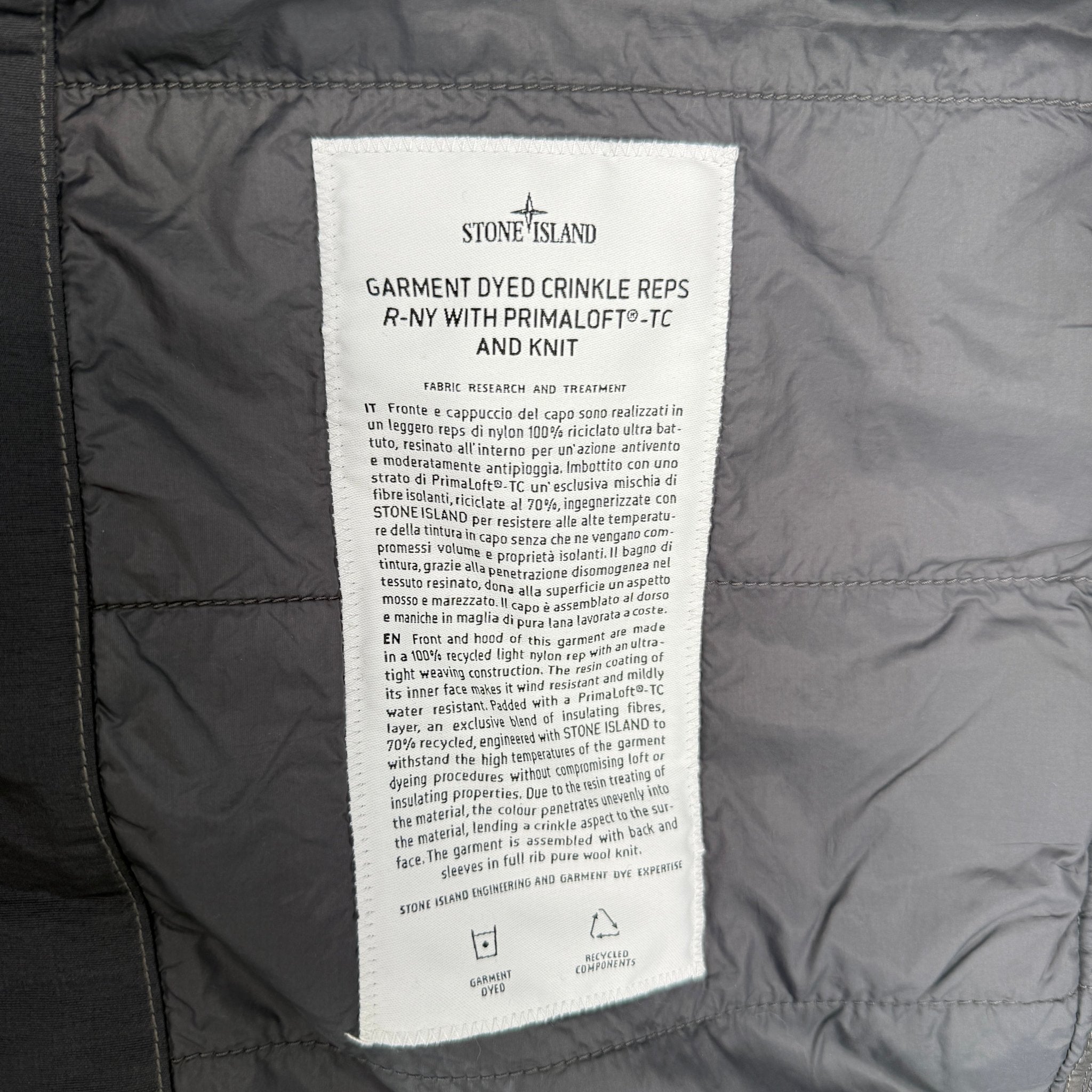 Stone Island Crinkle Reps R-NY Wind Resistant Jacket in Lead Grey