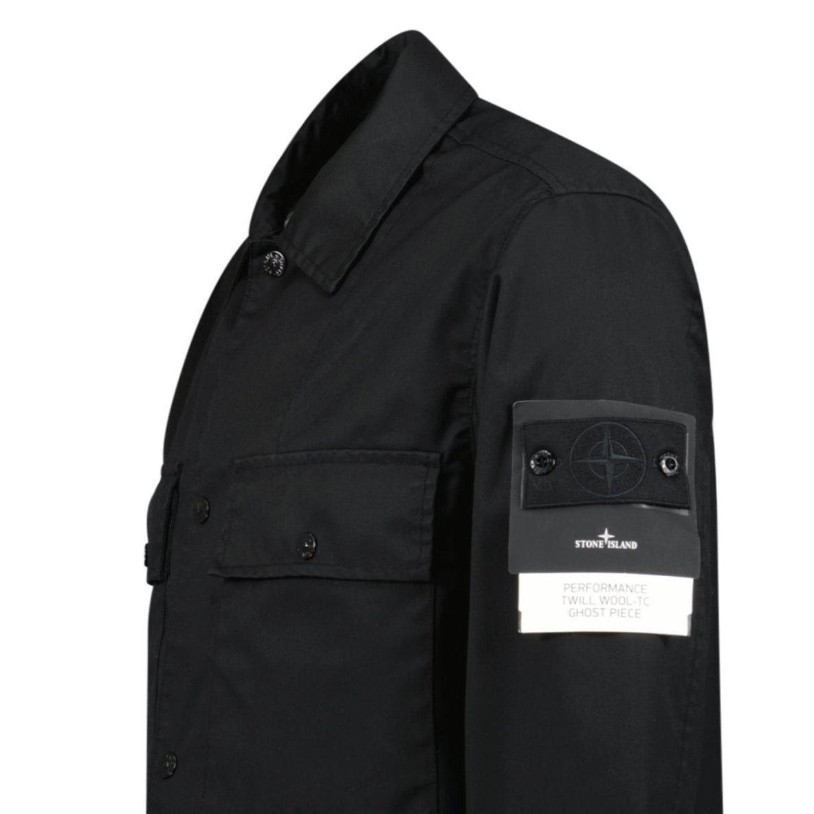 Stone Island Ghost Compass Twill Wool-TC Overshirt Black