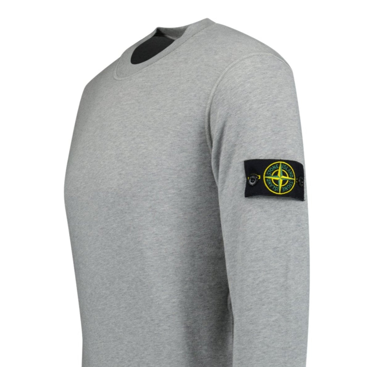 Stone Island Compass Badge Organic Cotton Crewneck Sweatshirt Grey