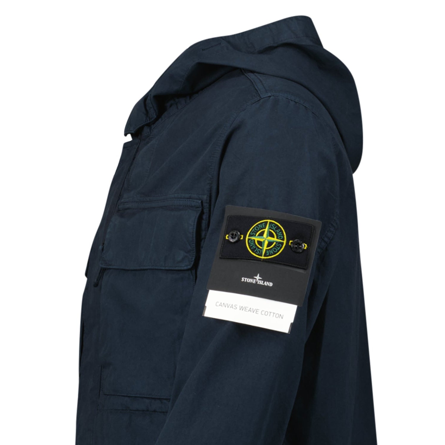 Stone Island Hooded Canvas Weave Cotton Hooded Jacket in Navy