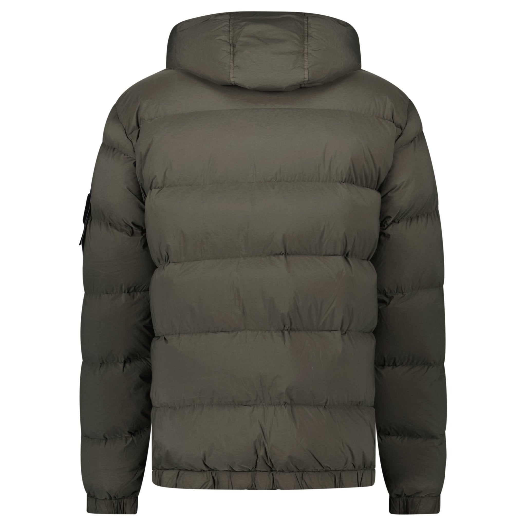 Stone Island Hooded Down Jacket with Seamless Feather Tunnels in Military Green