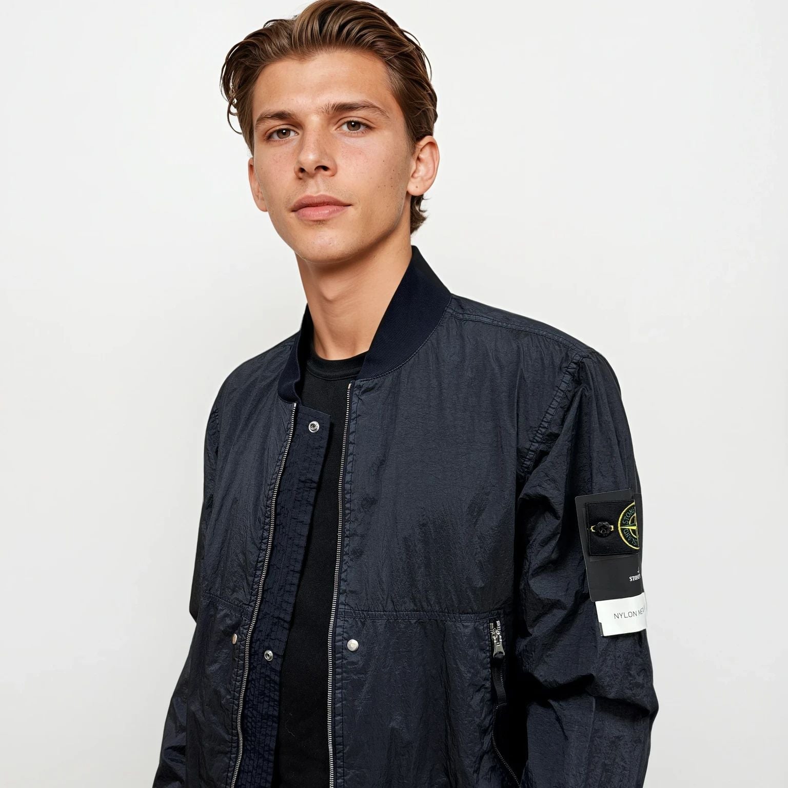 Stone Island Nylon Metal Watro-TC Bomber Jacket navy