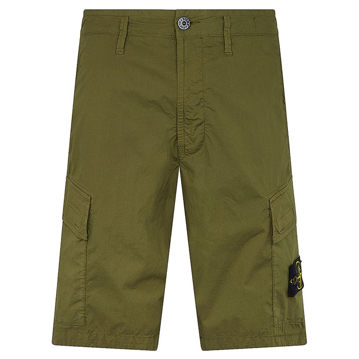 Stone Island Stretch Badge Cargo Shorts Olive