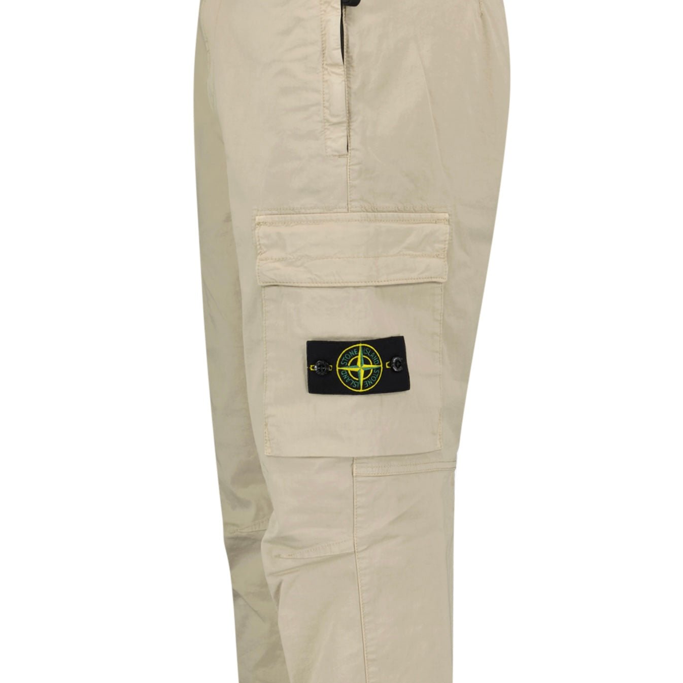 Stone Island Stretch Organic Broken Twill Cotton 'OLD' Effect Cargo Trousers in Beige