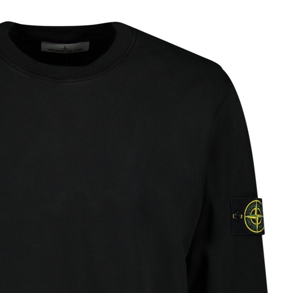 Stone Island Black Ribbed Detailed Crewneck Sweatshirt Black